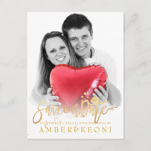 PixDezines Save the Date/Stilvolle Imitate Gold Sc Ankündigungspostkarte (Vorderseite)