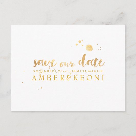 PixDezines Save the Date/Stilvolle Imitate Gold Sc Ankündigungspostkarte (Vorderseite)