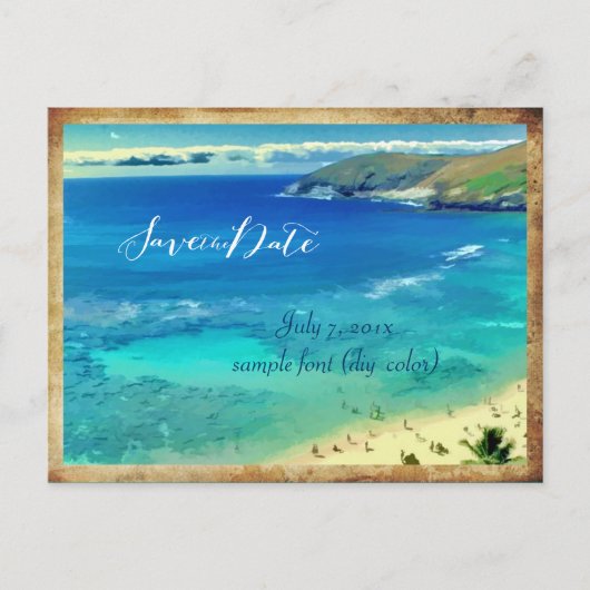 PixDezines/Save the Date/Vintage Hanaumbucht Ankündigungspostkarte (Vorderseite)