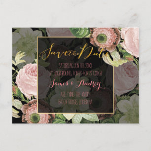 PixDezines Save the Date/Vintage Rose Ankündigungspostkarte