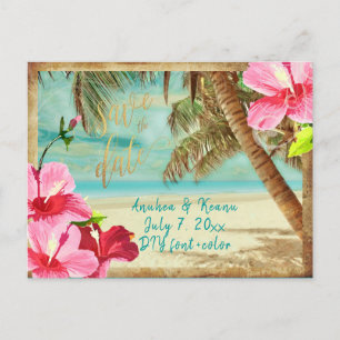PixDezines/save the date/vintage tropischer Strand Ankündigungspostkarte