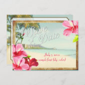 PixDezines/Save the Date/Vintage waikiki Ankündigungspostkarte (Vorne/Hinten)