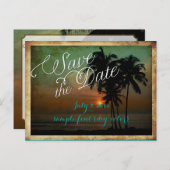 PixDezines/Save the Date/Vintager tropischer Stran Ankündigungspostkarte (Vorne/Hinten)
