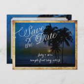 PixDezines/Save the Date/Vintager tropischer Stran Ankündigungspostkarte (Vorne/Hinten)