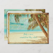 PixDezines/Save the Date/Vintager tropischer Stran Ankündigungspostkarte (Vorne/Hinten)