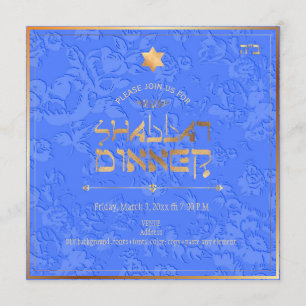 PixDezines Schabbat-Dinner/Cornflower Blaue Damast Einladung