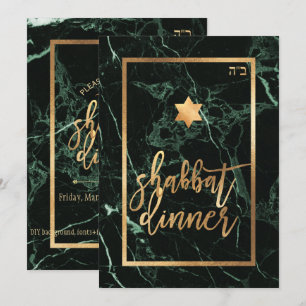 PixDezines Schabbat-Dinner/Grüner Marmor/Falsches  Einladung