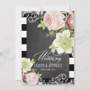 PixDezines Schiefertafel/Rococo/antike Rosen Einladung