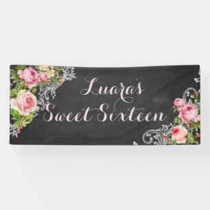 PixDezines Schiefertafel Vintage-Rosen/Redoute Banner
