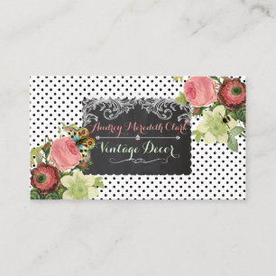 PixDezines Schiefertafel + Vintage-Rosen Visitenkarte