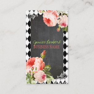 PixDezines Schiefertafel+Vintage Rosen Visitenkarte