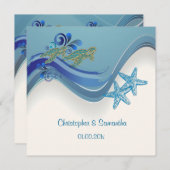 PixDezines-Schildkröten/Honu+Wellen/Tageshintergru Einladung (Vorne/Hinten)