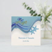 PixDezines-Schildkröten/Honu+Wellen/Tageshintergru Einladung (Stehend Vorderseite)