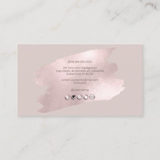 PixDezines Schimmering Rosa H2 Pinselstrich Stroke Visitenkarte (Rückseite)