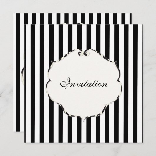 PixDezines Schlichte Streifen schwarz + weiß/zebra Einladung (Vorne/Hinten)
