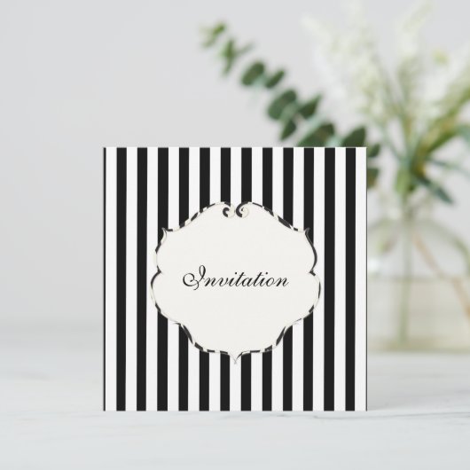 PixDezines Schlichte Streifen schwarz + weiß/zebra Einladung (Stehend Vorderseite)