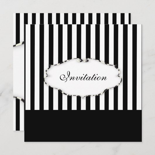 PixDezines Schlichte Streifen schwarz + weiß/zebra Einladung (Vorne/Hinten)
