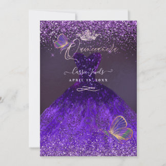 PixDezines Schmetterlinge Quinceanera, Ultra Viole Einladung