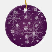 PixDezines Schneeflocken Weiß + Plum Keramik Ornament (Vorne)