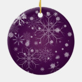 PixDezines Schneeflocken Weiß + Plum Keramik Ornament (Hinten)