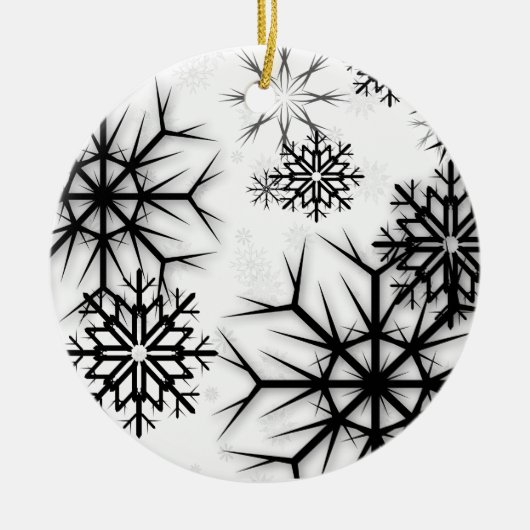 PixDezines Schneeflocken Weiß + Schwarz Keramik Ornament (Vorne)