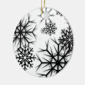 PixDezines Schneeflocken Weiß + Schwarz Keramik Ornament (Links)