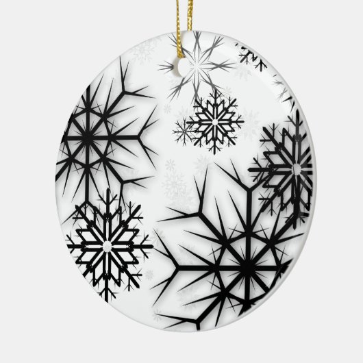 PixDezines Schneeflocken Weiß + Schwarz Keramik Ornament (Links)
