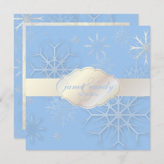 PixDezines Schneeflocken, Winter Hochzeit/DJ Farbe Einladung (Vorne/Hinten)