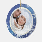 PixDezines Schneefloten Fotoplasur Weiß + Blau Keramik Ornament (Links)