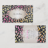 PixDezines Schneelopard/Regenbogenflecken Visitenkarte (Vorne/Hinten)