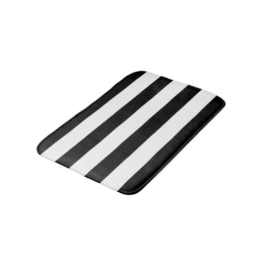 PixDezines, schwarz/weiß Streifen/Farbton Badematte (Schrägansicht)