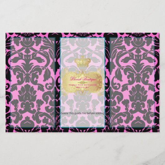 PixDezines, schwarze Flora-Damaskus/dunkle Hinterg Flyer (Hinten)