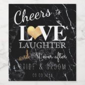 PixDezines Schwarzer Marmor+Imitate Goldenes Herz Weinetikett (Einzelnes Label)