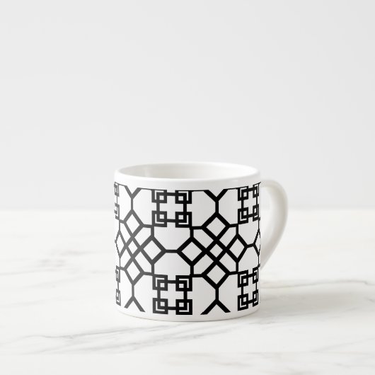 PixDezines schwarzes chinoise Gitter/diy Espressotasse (Vorderseite Rechts)