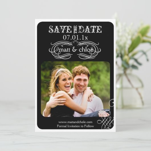 PixDezines scrollt/rette Datum/DIY-Hintergrundfarb Save The Date (Stehend Vorderseite)