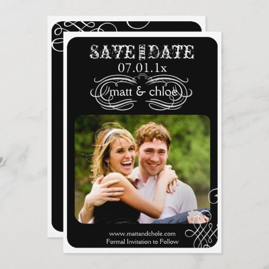 PixDezines scrollt/rette Datum/DIY-Hintergrundfarb Save The Date (Vorne/Hinten)