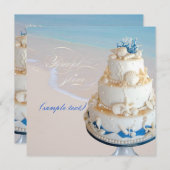 PixDezines Seashells Cake/Brautparty Einladung (Vorne/Hinten)