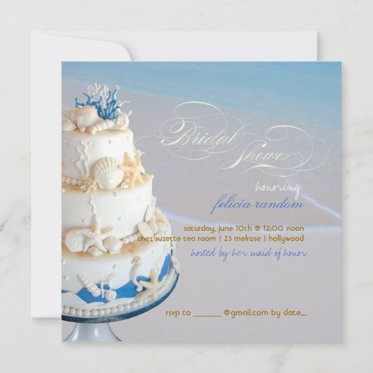 PixDezines Seashells Cake/Brautparty Einladung (Rückseite)