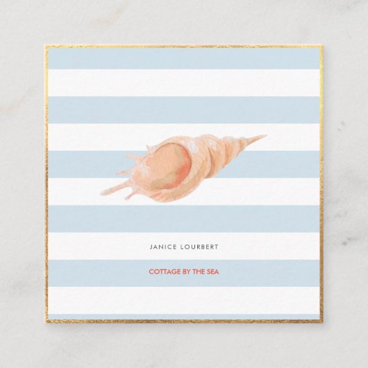 PixDezines SEASHELLS, NAUTISCH, IMITAT GOLD FOIL Quadratische Visitenkarte (Vorderseite)