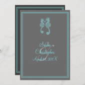 PixDezines-Seepferd/DIY-Hintergrundfarbe Einladung (Vorne/Hinten)