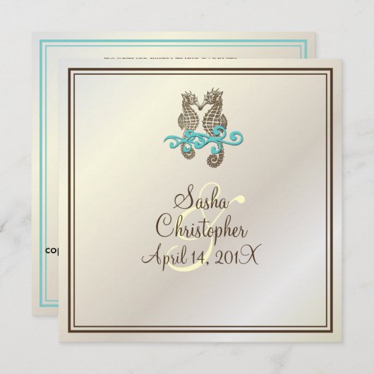 PixDezines Seepferd / Einladungen (Vorne/Hinten)