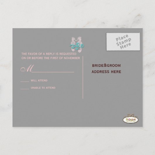 PixDezines Seepferd UAWG Postkarten/für 12x18 lädt Einladungspostkarte (Rückseite)