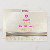 PixDezines Seidentalit/Stilvoll Bat Mitzvah/Gold Einladung (Vorne/Hinten)