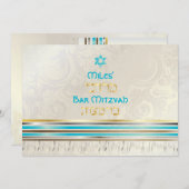 PixDezines Seidentalit/Stilvolle Bar Mitzvah/Gold Einladung (Vorne/Hinten)