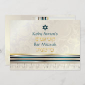 PixDezines Seidentallit/Stilvolle Bar Mitzvah/Gold Einladung (Vorne/Hinten)