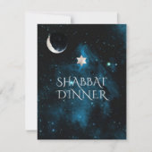 PixDezines Shabbat Dinner Galaxy+Mond Einladung (Vorderseite)