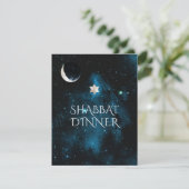 PixDezines Shabbat Dinner Galaxy+Mond Einladung (Stehend Vorderseite)