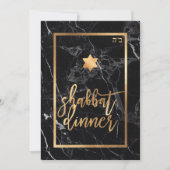 PixDezines Shabbat Dinner/Schwarzer Marmor/Imitat  Einladung (Vorderseite)