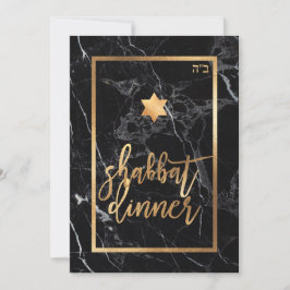 PixDezines Shabbat Dinner/Schwarzer Marmor/Imitat  Einladung