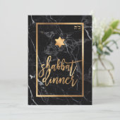 PixDezines Shabbat Dinner/Schwarzer Marmor/Imitat  Einladung (Stehend Vorderseite)